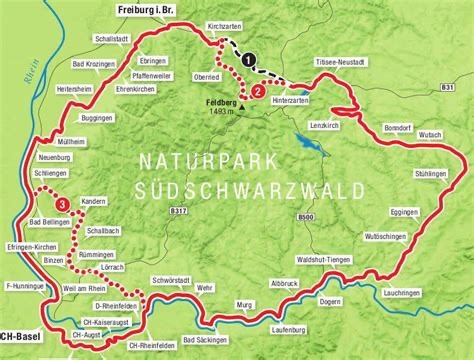 Overzichtskaart Südschwarzwald radfahrtour