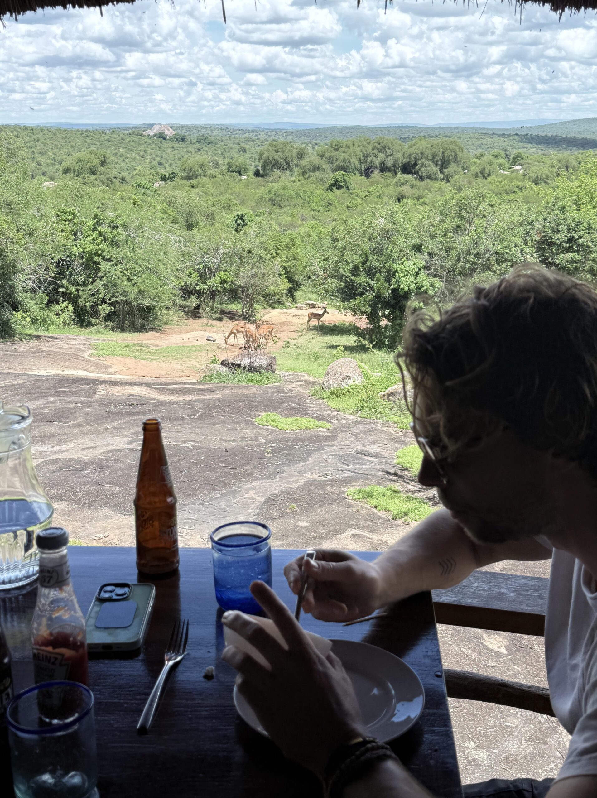 Uitzicht vanuit Rwakobo Rock Lodge